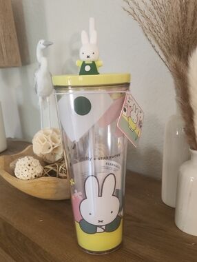 Starbucks Miffy Yellow & Green Acrylic Tumbler with Character Topper